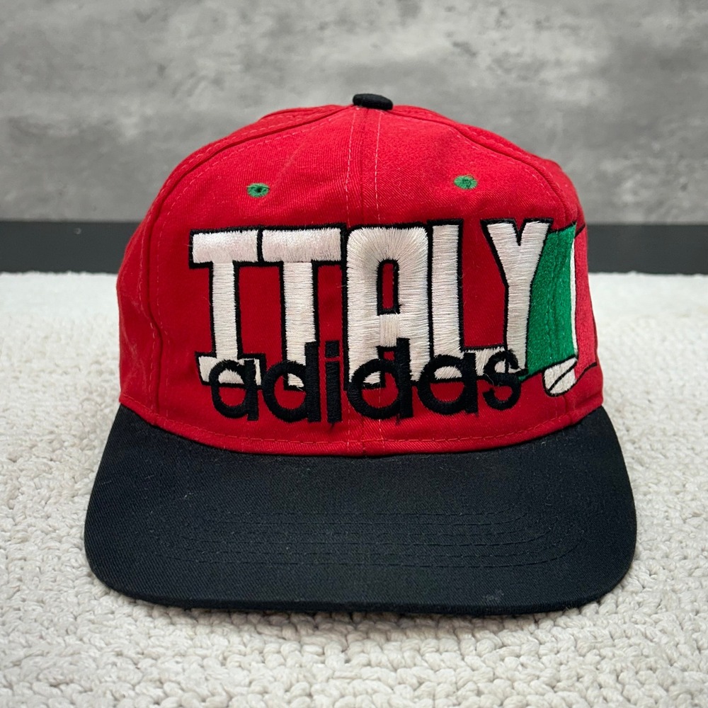 90s Vintage Adidas Italy Soccer Snapback Hat OSFA National Team Block Cap